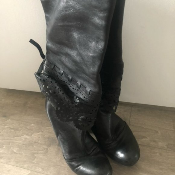 Italian Leather Knee High Boots - Picture 1 of 7